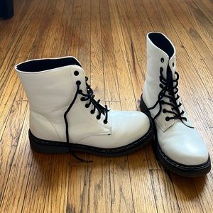 White Combat Boots